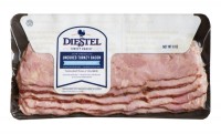 Uncured turkey bacon smoked with real hardwood