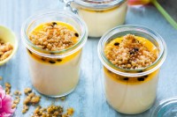 Upside-down passionfruit cheesecake pots