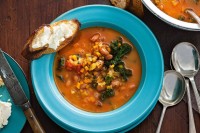 Borlotti bean & kale soup with ricotta toast