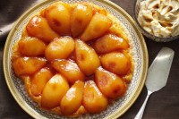 Pear tarte tatin with brown sugar mascarpone