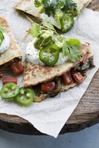 Recipe for mushroom, pepper and onion quesadillas