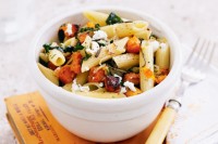 Pumpkin and silverbeet penne