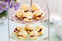 Baby scones with jam and cream