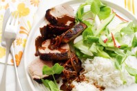 Asian style duck with cucumber and radish salad