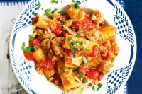 Rigatoni with quick pork ragu