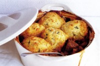 Beef casserole with cheese and potato dumplings