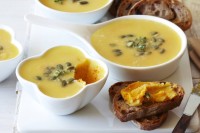 Roasted pumpkin dip with olive crostini