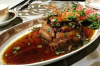 Steamed pork belly, boiled fish
