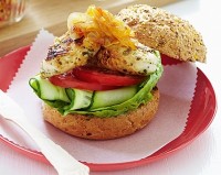 Chicken burgers with sweet chilli onion relish