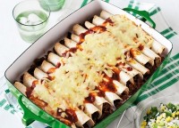 'Vegiladas' with rice and corn salad