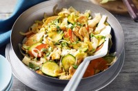 Teriyaki chicken and rice noodle stir-fry