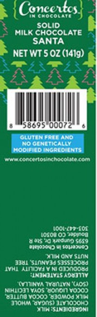 Concertos in Chocolate Solid Milk Chocolate Santas Recalled