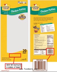 Chicken Patties Recalled by Foster Poultry Farms for Suspected Foreign Matter Contamination
