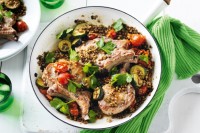 Pork cutlets with brown lentils
