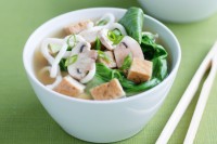 Japanese tofu, bok choy and miso noodle soup