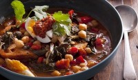Tunisian breakfast soup with greens