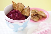 Beetroot and yoghurt dip with pita crisps
