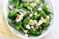 Broccoli, beans and almonds with lemon ricotta