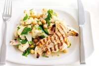 Chargrilled chicken with cauliflower and chickpea salad