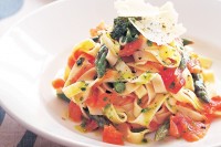 Asparagus and fresh tomato fettuccine