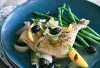 Slow-roasted chicken with lemon, oregano and olives