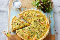 Gluten free salmon and spring pea quiche