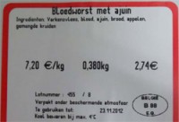 Buurtslagers Recalls Boudin Noir aux oignons