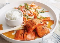 Teriyaki salmon with pickled vegetables