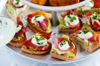 Broad bean and prosciutto bruschetta
