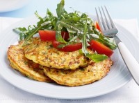 Zucchini, carrot and corn pancakes