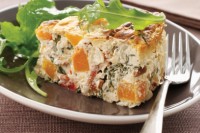 Baked pumpkin, spinach and pine nut torte