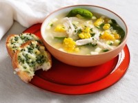 Chicken, corn and risoni soup