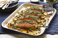 Curtis' herb roasted salmon and golden beets