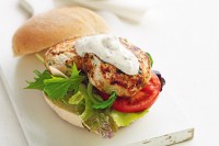 Chicken and tarragon burgers with mustard yoghurt