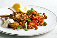 Indian lamb cutlets with spicy roast chickpea salad