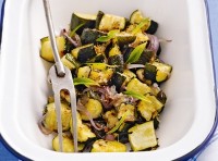 Baked zucchini with lemon and mint