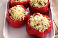 Cheesy risotto-stuffed capsicums