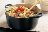 Oven-baked risotto with prosciutto and fontina