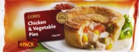 Coles Chicken and Vegetable Pies 4 pack- frozen (foreign matter- chicken bone fragments)