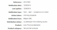 histamine (420 mg/kg - ppm) in tuna (Thunnus albacares) from Spain