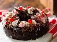 Rocky road chocolate cake wreath