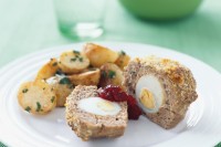 Chicken and egg pies with lemon-herb potatoes