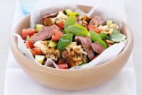 Bocconcini, lamb and bread salad