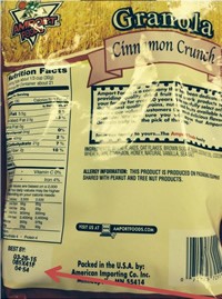 American Importing Co, Inc. Recalls Cinnamon Crunch Granola