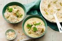 Almond chicken curry with curry leaf and toasted coconut basmati rice