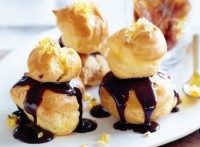 Almond praline profiterole stack