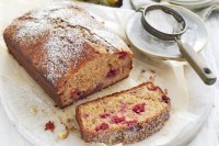 Banana, raspberry and macadamia bread