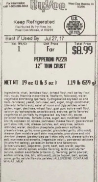Hy-Vee Pepperoni Pizza Recalled for Undeclared Soy
