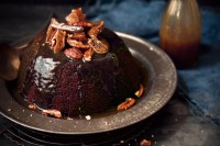 Sticky fig & pecan pudding with toffee sauce