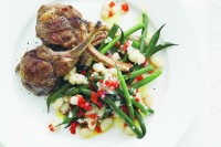 Lamb cutlets with white & green bean salad